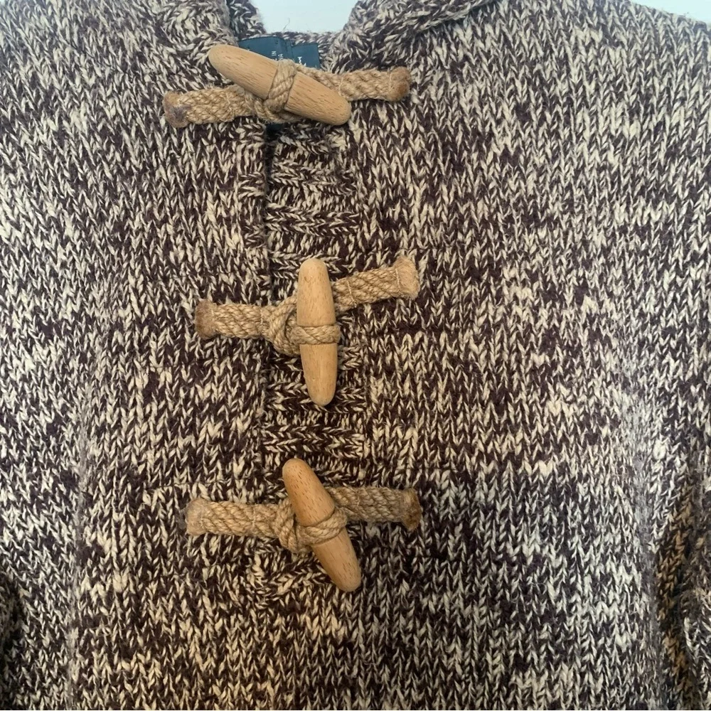 Vintage 1990s Polo Ralph Lauren Brown 100% Cotton Fisherman Toggle Sweater Sz L - Picture 8 of 8